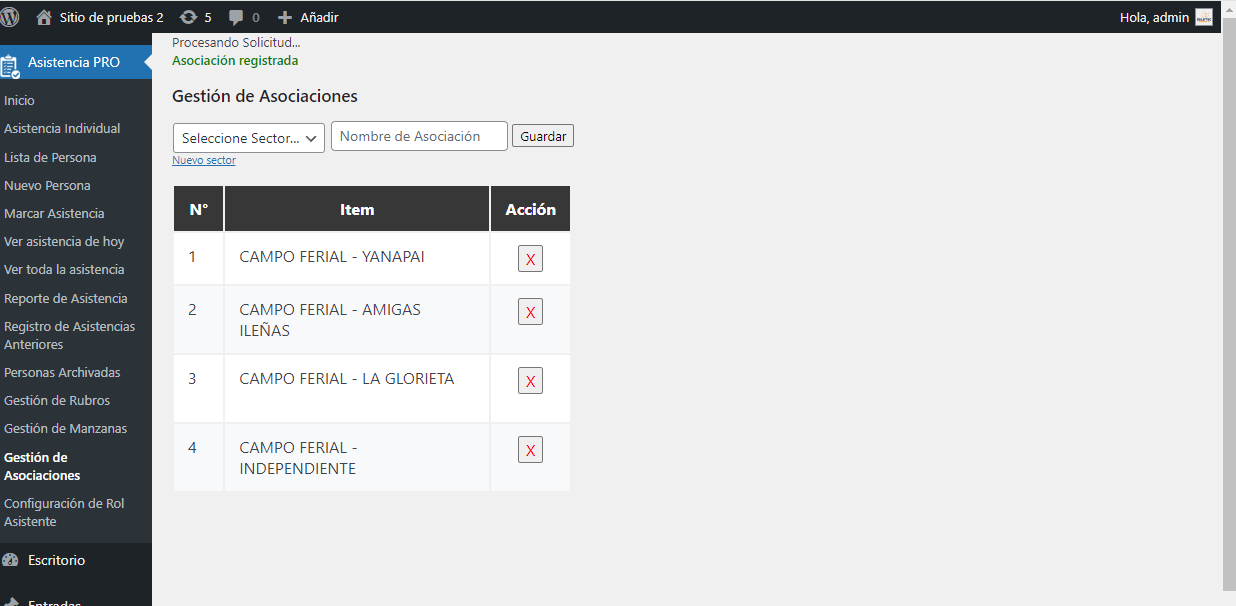 P15 PRO Control de Asistencia Sectorial
